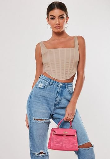 Brown Satin Corset Top | Missguided (US & CA)