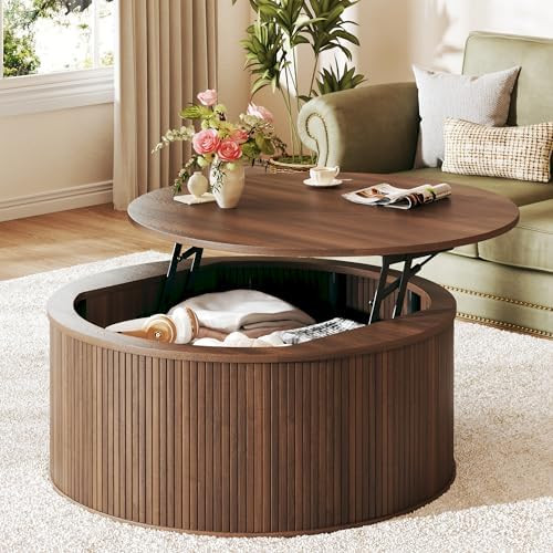 Round Coffee Table with Storage, 31.5" Lift Top Coffee Table, Mid Century Modern Coffee Tables fo... | Amazon (US)