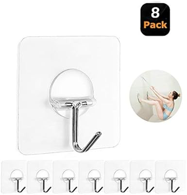 JINSHUNFA Wall Hooks 13lb(Max) Transparent Reusable Seamless Hooks,Waterproof and Oilproof,Bathro... | Amazon (US)