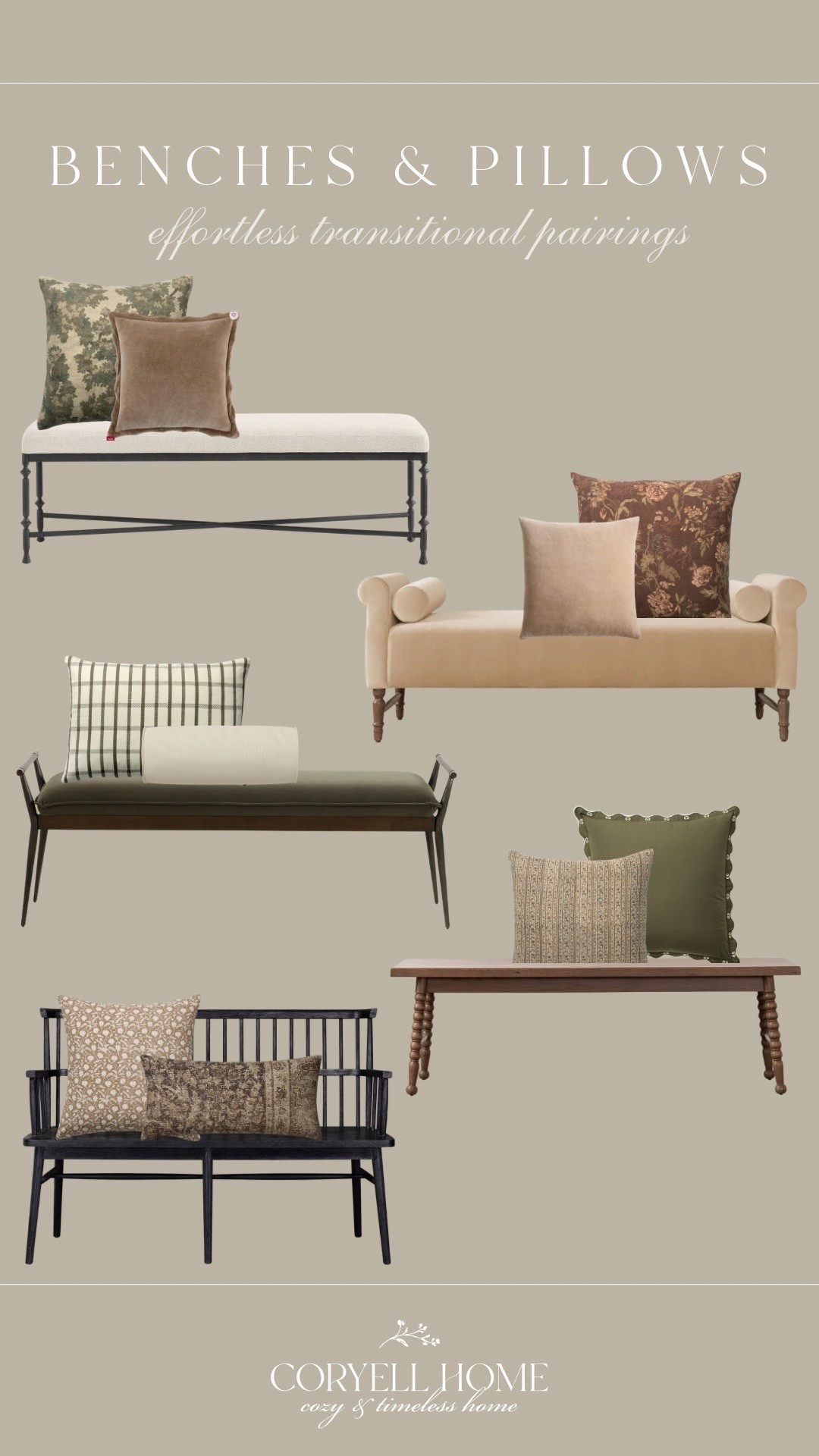 Benches & pillows 🤍 Loving these pairings for a neutral, traditional, and modern home. 

#january2026

#LTKSaleAlert #LTKHome