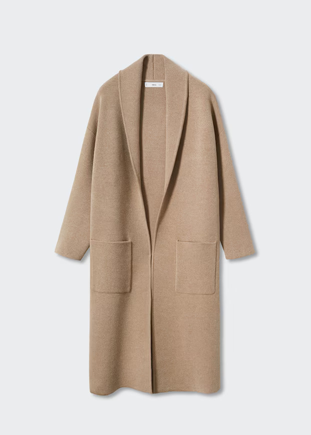 Oversized knitted coat with pockets -  Women | Mango USA | MANGO (US)