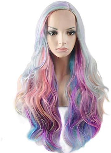 BERON Rainbow Wig Long Curly Wig Multi-Color Wig Charming Full Wigs for Cosplay Girls Party or Daily | Amazon (US)