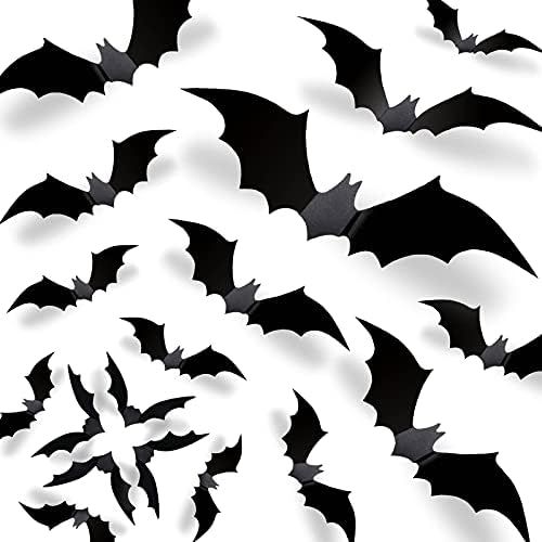 Halloween 3D Bats Decorations 2022 Upgraded, 70 Pcs 5 Different Sizes Matte Black Reusable PVC Sc... | Amazon (US)