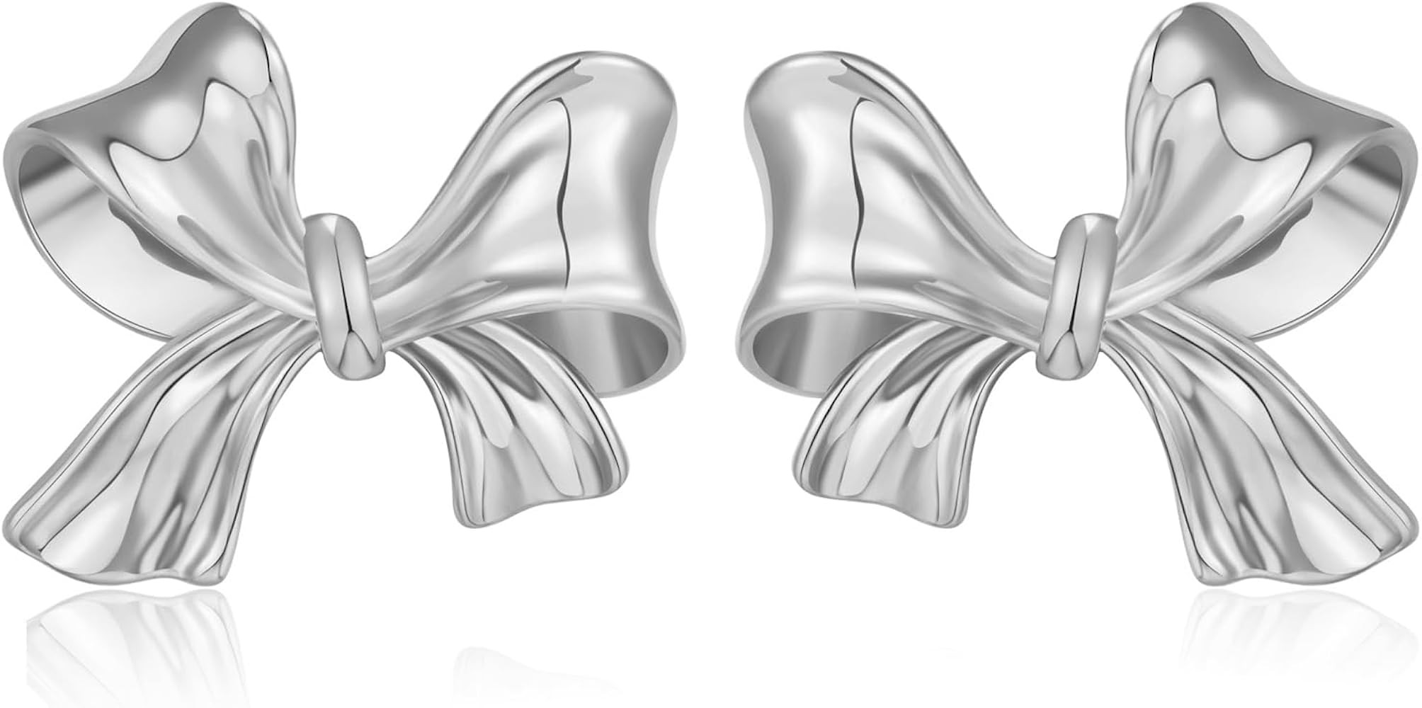 Gold Silver Bow Earrings Women Ribbon Stud Earrings Gift | Amazon (US)