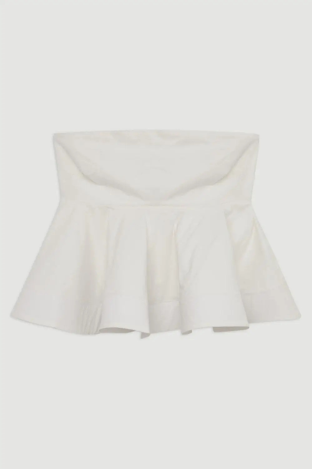 Red Ruffle Hem Ponte And Cotton Jersey Bandeau Top | Karen Millen USA | Karen Millen