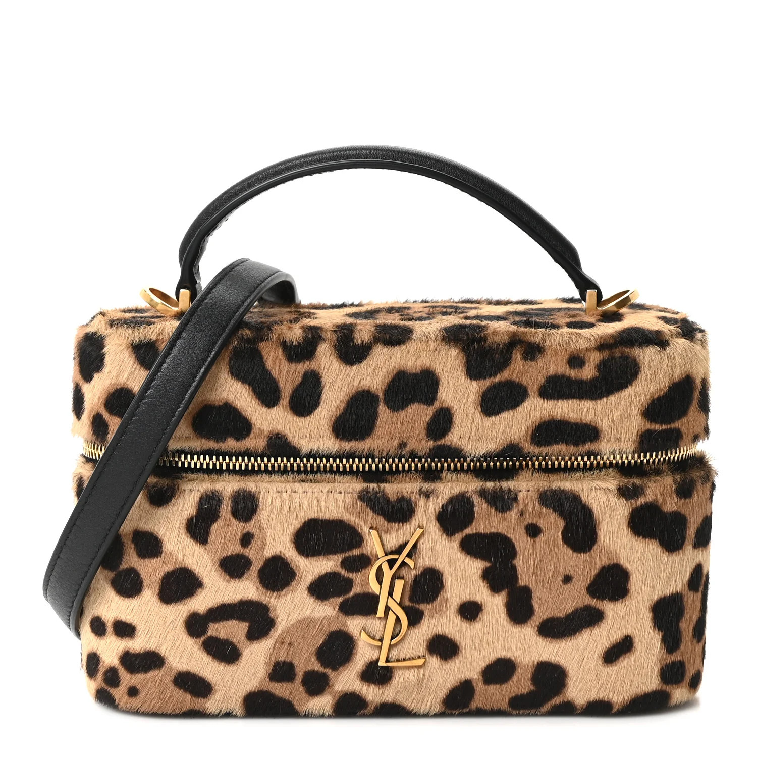 Saint Laurent Pony Hair Leopard Print Mini Gaby Vanity Case Brown Black 1957478 | FASHIONPHILE (US)
