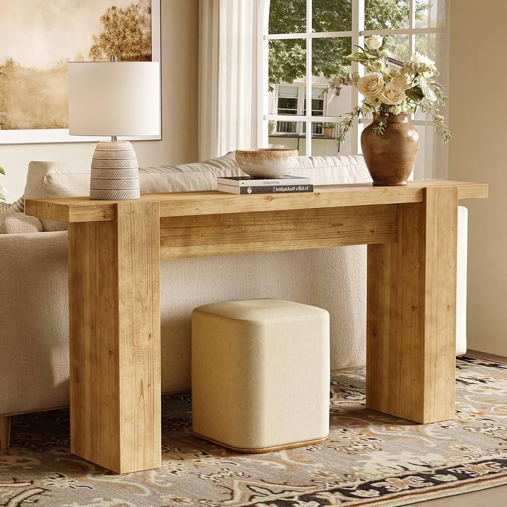 Solid Wood Console Table, 67" Farmhouse Entryway Table with Spacious Tabletop, Long Narrow Sofa T... | Amazon (US)