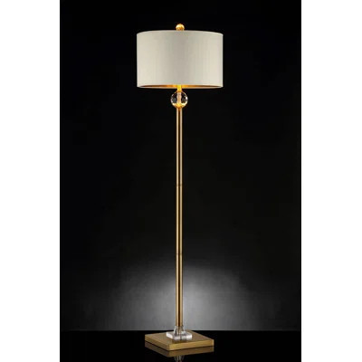 63.25-Inch Perspicio Solid Crystal Orb Gold Column Floor Lamp | Wayfair North America