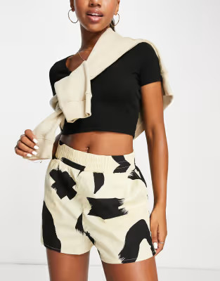 Monki relaxed shorts with elasticized waist in abstract print  | ASOS | ASOS (Global)
