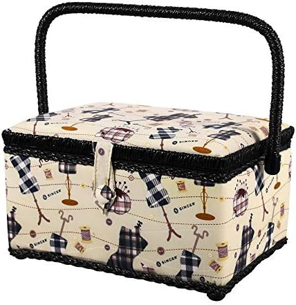 SINGER Sewing Basket with Sewing Kit, Needles, Thread, Scissors, and Notions (Plaid Forms Print) | Amazon (US)