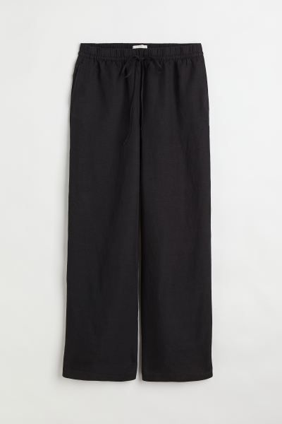 Trousers in a linen and viscose weave. High waist with covered elastication and a drawstring, dis... | H&M (UK, MY, IN, SG, PH, TW, HK)