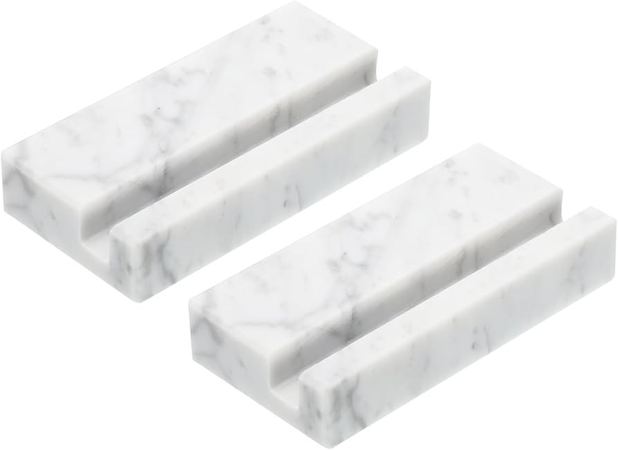 PATIKIL Business Card Holder for Desk, 2 Pack Marble Business Card Holders Stone Card Stand Organ... | Amazon (US)