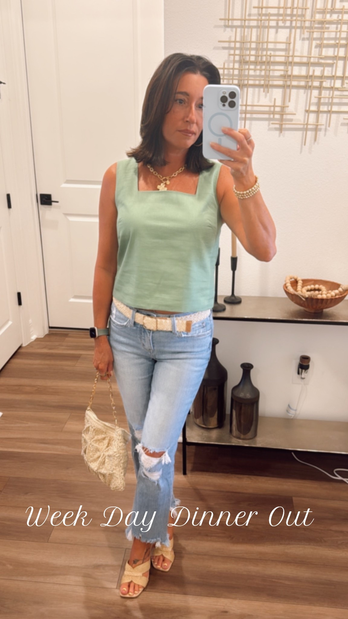 ✨Casual Weeknight Vibes✨
Out for dinner in this easy, breezy look featuring a square neck top from Banana Republic and my favorite distressed denim from Loveret. Simple, comfortable, and just the right amount of chic. Everything is linked on my LTK! 💚

Outfit details:
🔹 Top: Banana Republic
🔹 Jeans: Loveret
🔹 Belt + Accessories: Neutral + Gold tones
🔹 Bag: Target Crochet cuteness

🛍 Linked it all for you over on my @shop.ltk 💫

#BananaRepublic #Loveret #LTKunder100 #LTKsummerstyle #LTKfashionfinds #neutralstyle #everydaystyle #LTKootn

🔹 Shoes:  Target Braided block heels

#LTKSaleAlert #LTKFindsUnder50 #LTKFindsUnder100