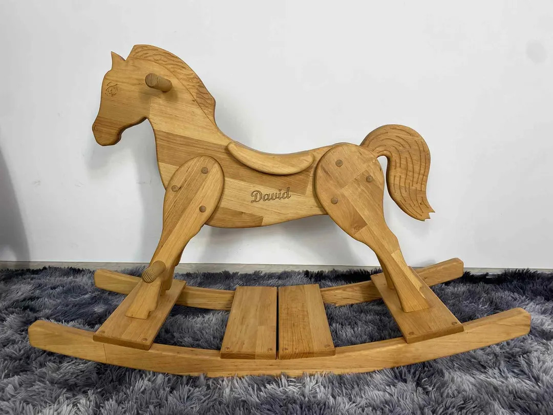 Wooden Rocking Horse Christmsd Birthday Gift for Kid Montessori Waldorf Personalized Classic Toy ... | Etsy (US)