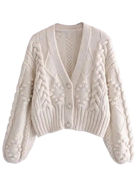 'Jasmine' Chunky Cable Knit Cardigan | Goodnight Macaroon