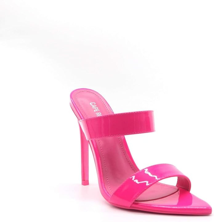 Cape Robbin Pointed Open Toe Dual Strap Stiletto High Heel Patent Slip On Slide Sandal | Amazon (US)
