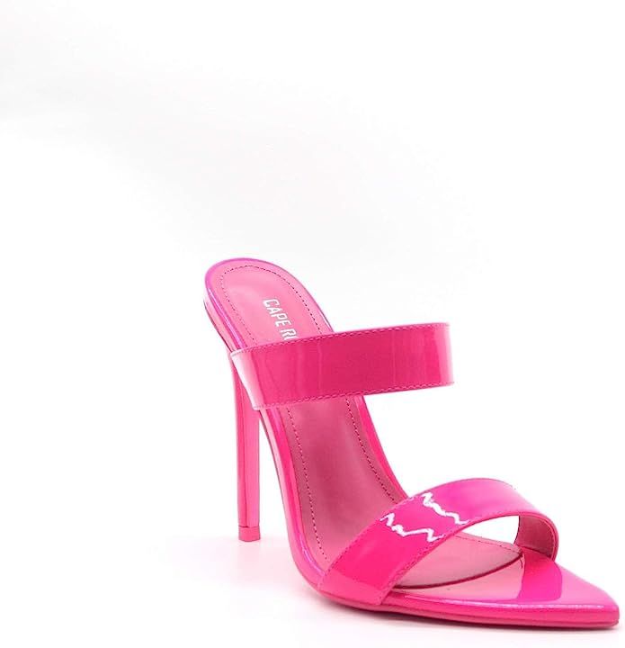 Cape Robbin Pointed Open Toe Dual Strap Stiletto High Heel Patent Slip On Slide Sandal | Amazon (US)