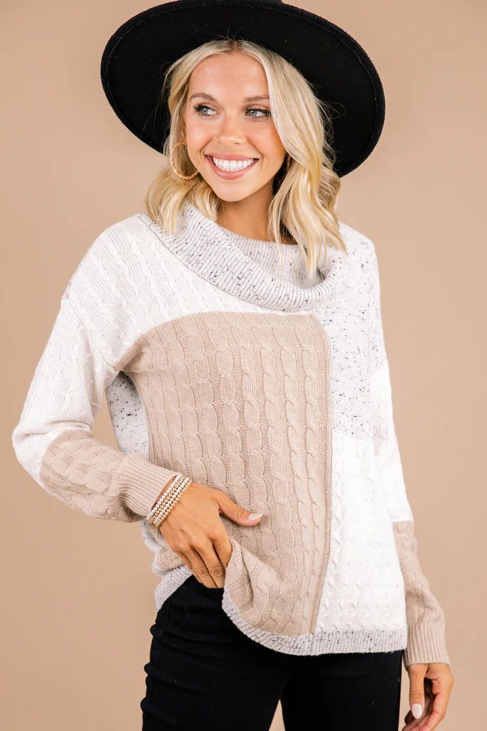 Return To Happiness Gray Colorblock Sweater | The Mint Julep Boutique