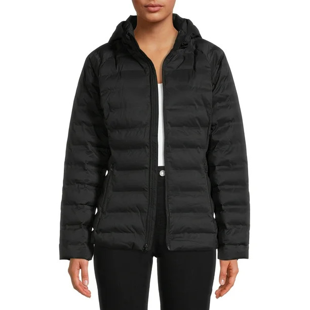 Time and Tru Women's Packable Stretch Zip Up Puffer Jacket - Walmart.com | Walmart (US)