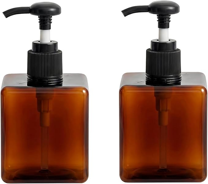 2PCS 250ml 8.4oz Empty Plastic Pump Bottles Dispenser, Refillable Soap Dispenser Bottles for Sham... | Amazon (US)