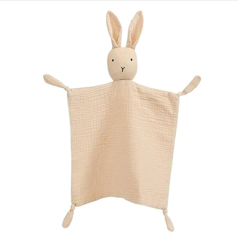 Organic Cotton Muslin Lovey Blanket, Organic Cotton Muslin Bunny Security Blanket Soft & Breathab... | Amazon (US)
