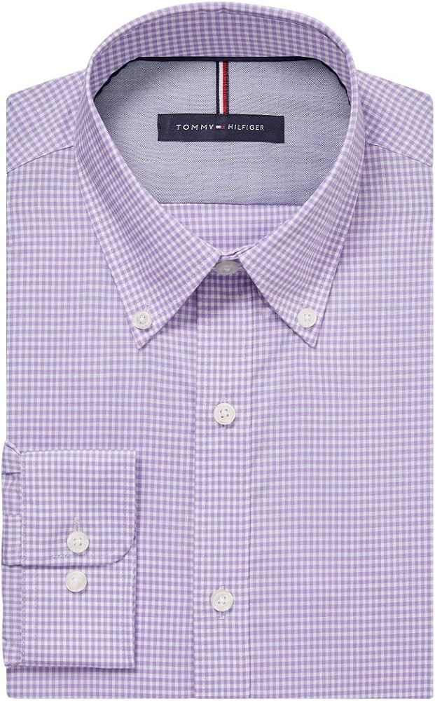 Tommy Hilfiger Men's Dress Shirt Slim Fit Non Iron Gingham | Amazon (US)