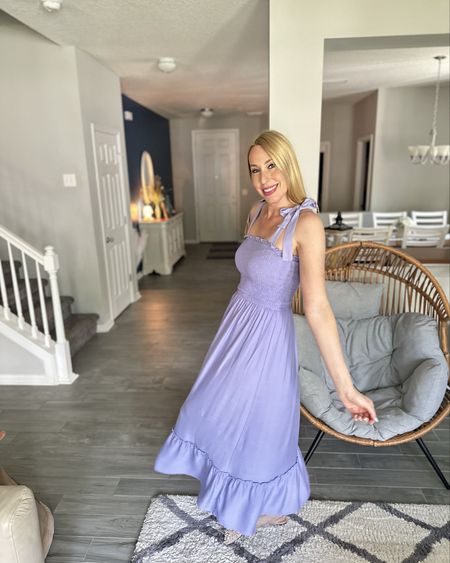Lavender Maxi Dress
🩵 stretchy around the bust and free flowing skirt 
💓 wearing size small, fits TTS
🩵 great for vacation and summer weddings

#LTKStyleTip #LTKFindsUnder100 #LTKFindsUnder50