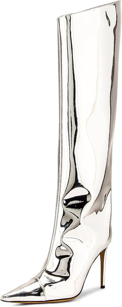MUCCCUTE Women's Metallic Knee High Boots-Pointed Toe Stiletto Chrome Thigh High Boots-Sexy Fashi... | Amazon (US)