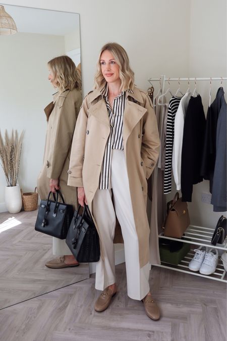 Workwear office outfit - trench coat - trousers - shirt and loafers 

#LTKworkwear #LTKshoecrush #LTKitbag
