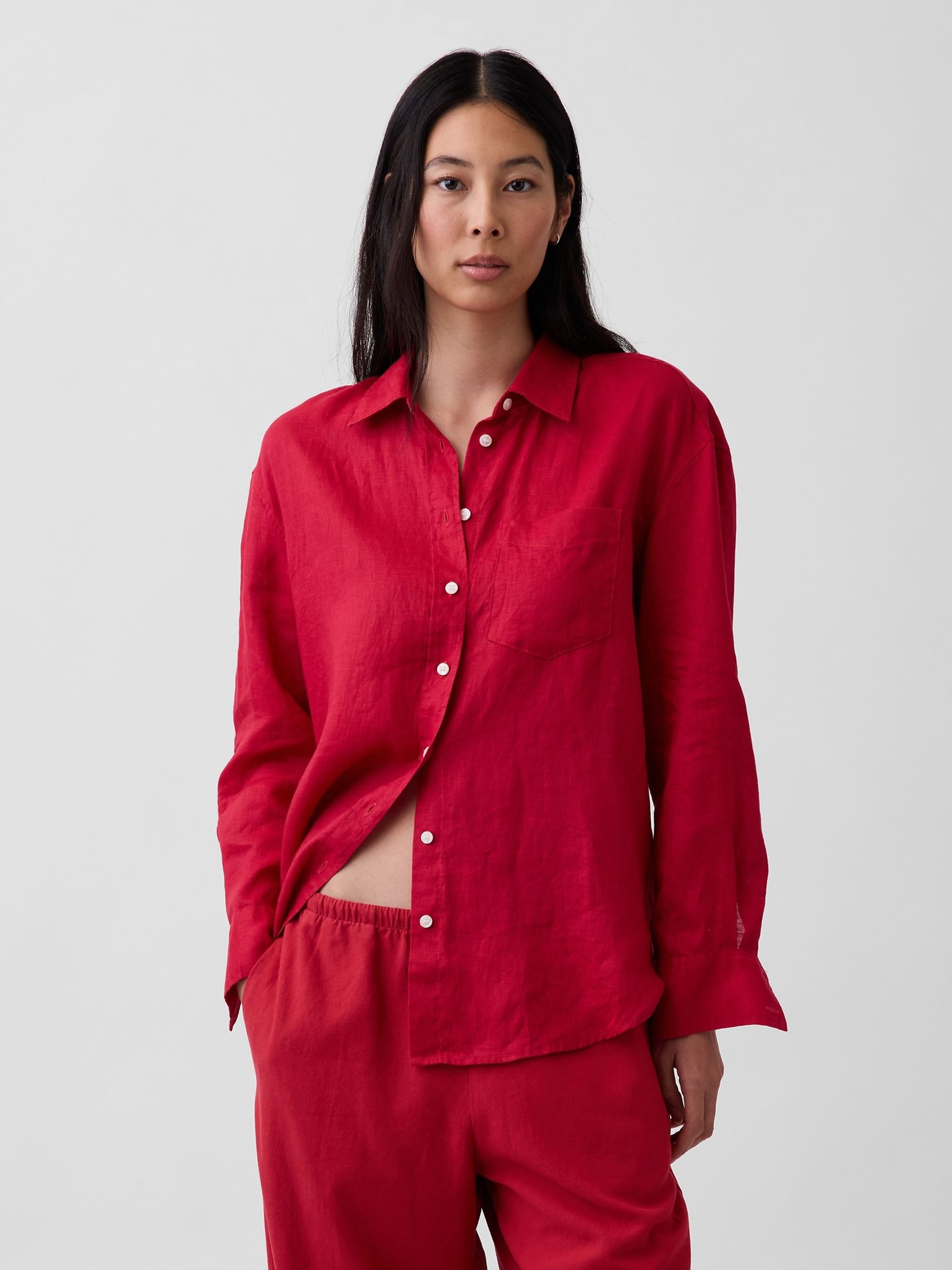 Red Linen Oversized Shirt | Gap | GAP UK