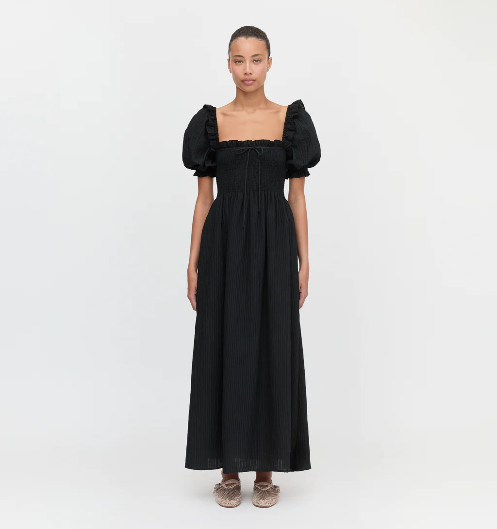 The Scarlett Nap Dress - Black Tonal Seersucker | Hill House Home US