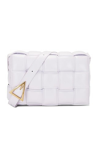 Bottega Veneta Padded Cassette Crossbody Bag in Mirth Washed & Gold - Lavender. Size all. | FWRD 