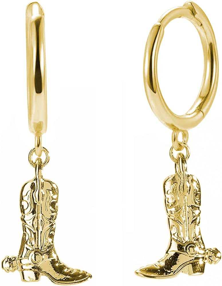 Western Cowgirl Earrings Cowboy Boot Earrings Gold Plated Boot Dangle Earrings Texas Boots Spur D... | Amazon (US)