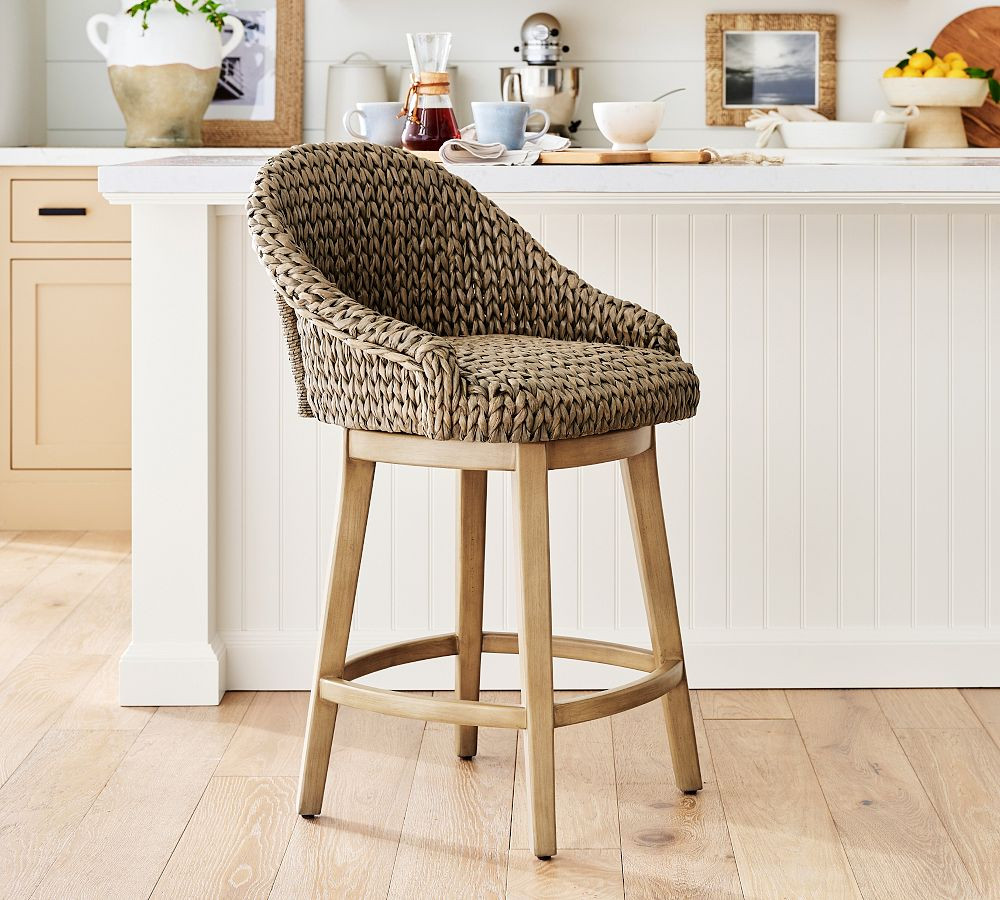 Seagrass Bucket Swivel Counter Stool | Pottery Barn (US)