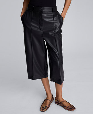 Women’s Faux Leather High Rise Pintuck Culotte | Macy's