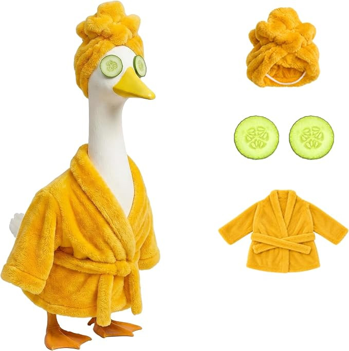 Yellow Spa Robe Porch Goose Outfits for 23" Goose Statue Summer Relaxing Home Patio Decor with Ba... | Amazon (US)