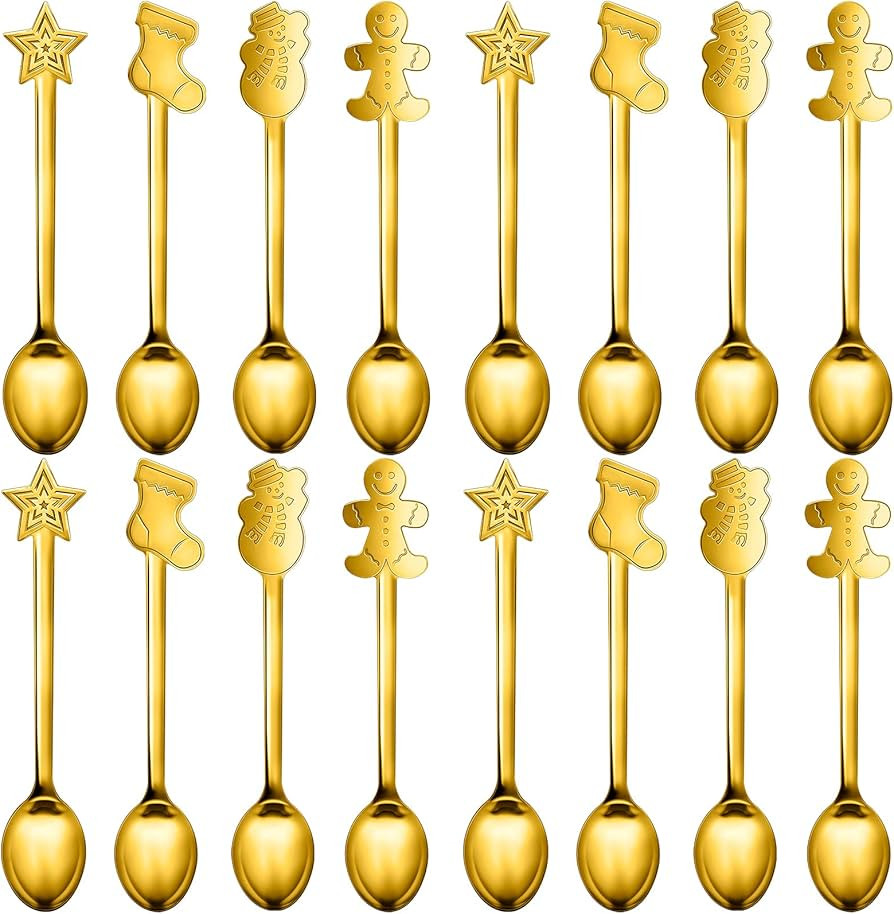 16 Pieces Christmas Spoon Set Christmas Stirring Spoon Creative Stainless Steel Coffee Spoon Tea ... | Amazon (US)