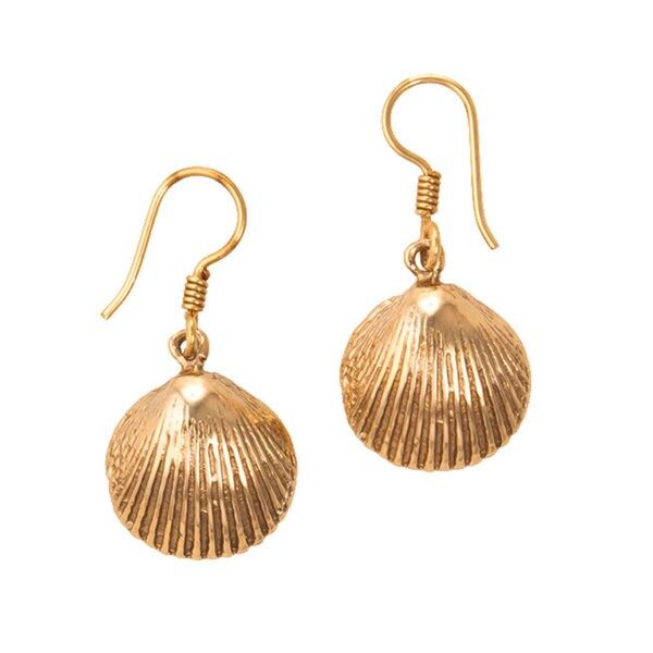 Handmade Alchemia Ark Shell Earrings ( Mexico) - Gold | Bed Bath & Beyond