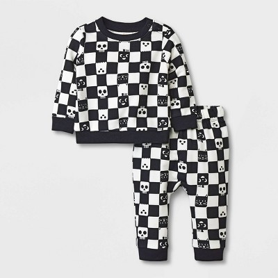 Baby 2pc Checkered Sweatshirt & Jogger Pants Set - Cat & Jack™ Black | Target