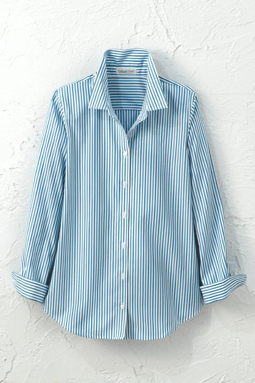 Twin Stripe No-Iron Long-Sleeve Shirt | Coldwater Creek