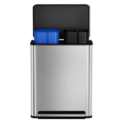 Dual Compartment Kitchen Trash Can – 60L (2 x 8 Gallon), Stainless Steel, Removable Inner Buckets, Soft Close Lid, Foot Pedal – Home, Office, Restaura | Wayfair North America