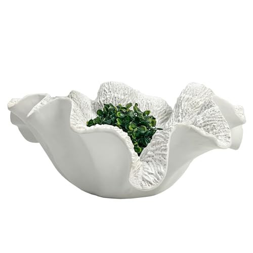 Large Decorative Bowl, White Coral Decorative Bowls for Home Decor, Modern Decor Fruit Bowl for Kitchen Counter, Stylish Key Bowl for Entry Table, Beachy Room Decor, Durable Resin Hand Painted | Amazon (US)