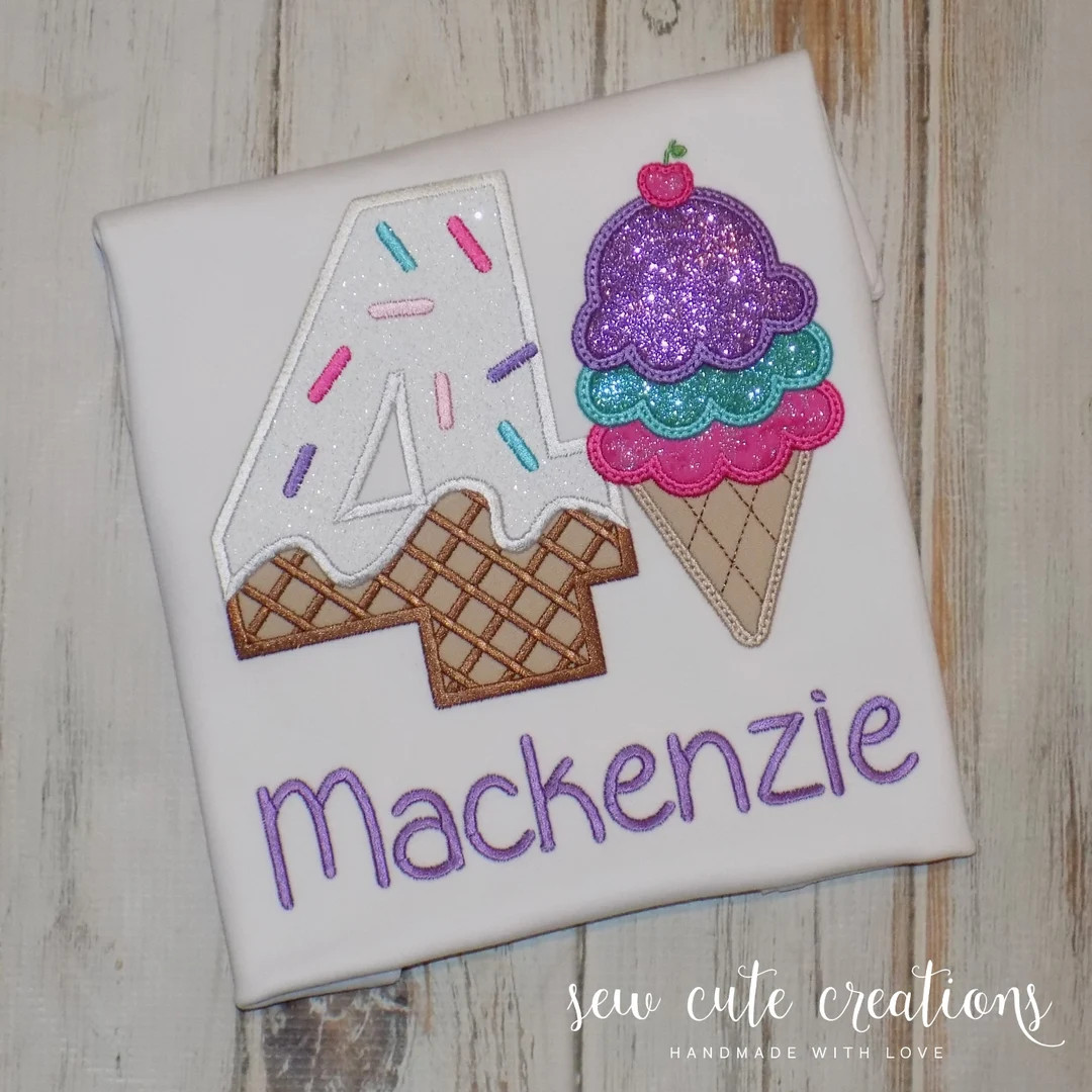 Ice Cream Birthday Shirt, Ice Cream Party, Scoops of Fun, 1st 2nd 3rd 4th 5th 6th 7th 8th 9th Bir... | Etsy (US)