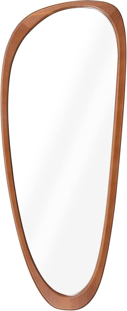 Navaris Irregular Wall Mirror - 23.6 x 9.6 in - Wooden Asymmetrical Mirror - Mid Century Abstract... | Amazon (US)
