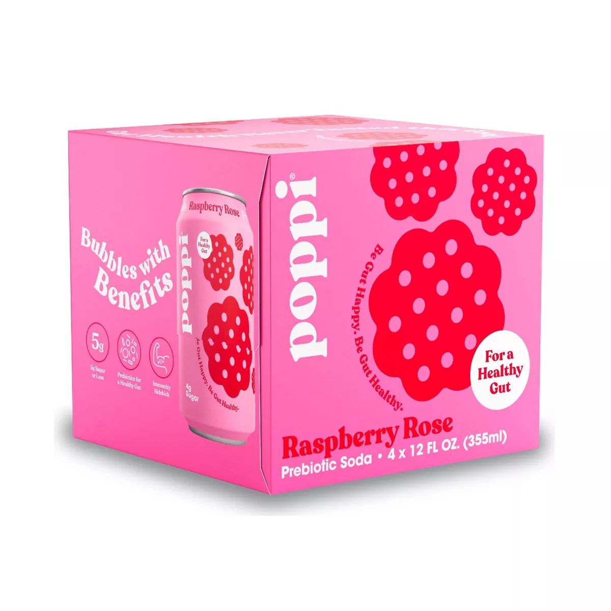 Poppi Raspberry Rose Prebiotic Soda - 4pk/12 fl oz Cans | Target
