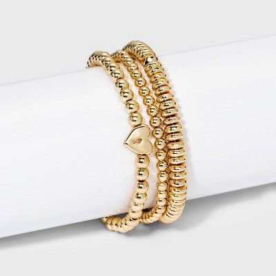 SUGARFIX by BaubleBar Heart Beaded Bracelet Set 3pc - Gold | Target