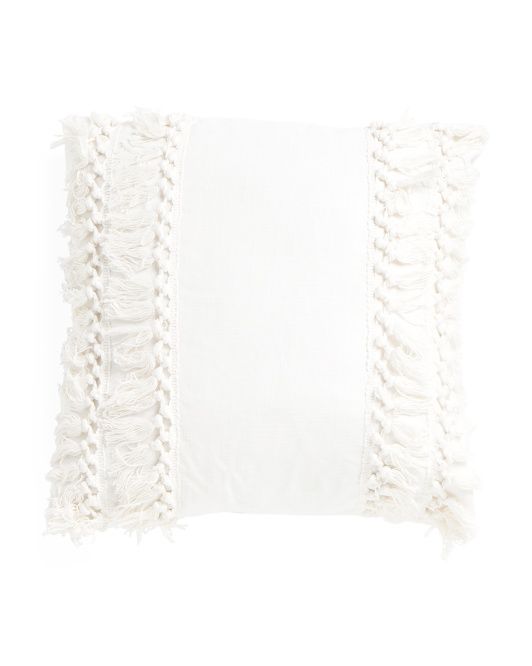 20x20 Linen Look Modern Tassel Pillow | TJ Maxx