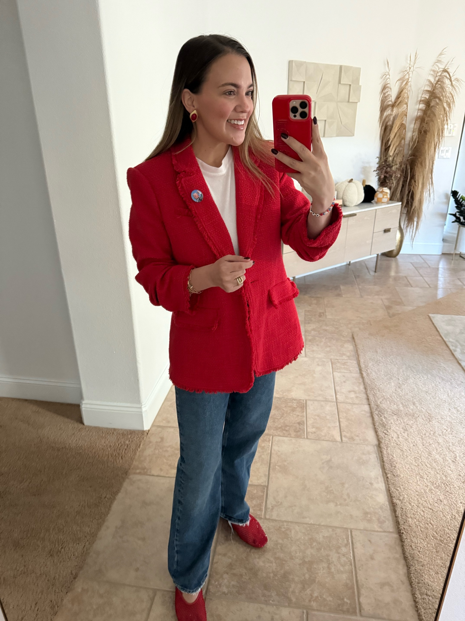Voting outfit 🇺🇸❤️🐘 Size 10 in the blazer and 28 in the jeans. Shoes are true to size  