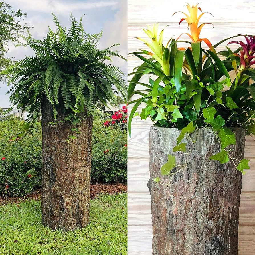 🌳 Large Hollow Log Planter. Outdoor Garden, Yard & Porch Pot. Tall Tree Stump Well Pump Cover.... | Amazon (US)
