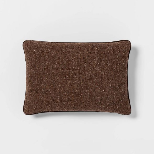 Tweed Lumbar Pillow with Faux Leather Piping - Threshold™ | Target